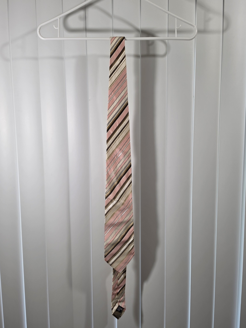 Giorgio Armani Pink, Cream & Black Diagonal Stripe Tie